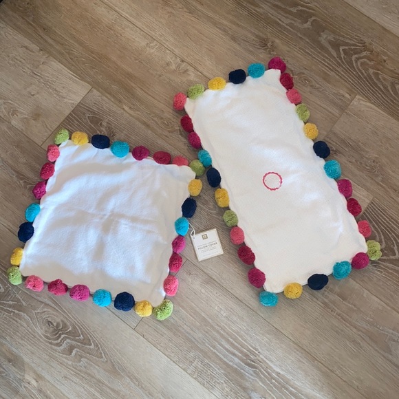PB Teen Pom Pom Organic Pillow Covers (2) - Picture 2 of 13